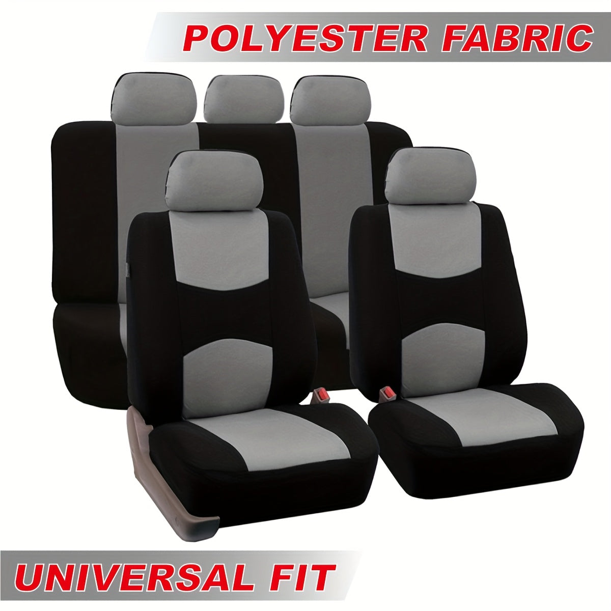 Polyester car seat cover set for 5 seats cars.