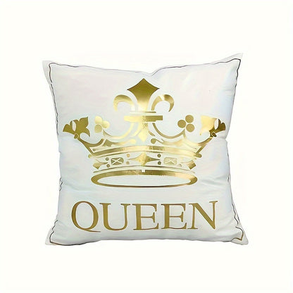 Luxury gold-plated decorative cushion cover with crown pattern in black and white hot stamping print for home sofa.