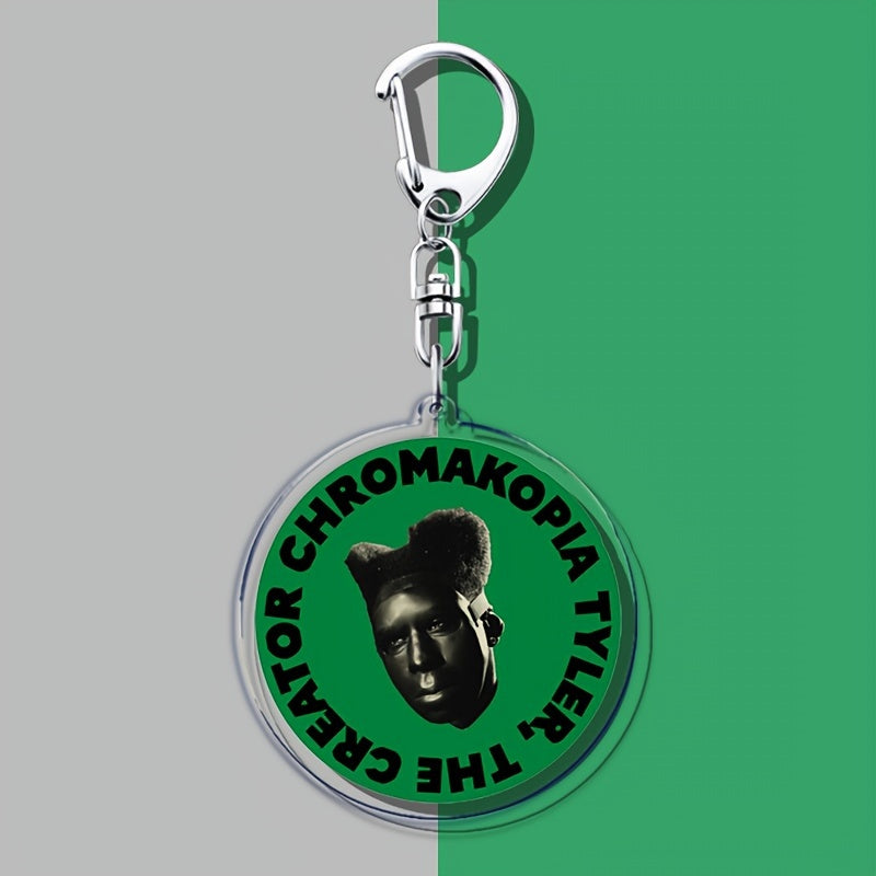 Rapper Keychain featuring Chromakopia Design - Stylish Acrylic Music Album Charm for Bags & Backpacks, with Lobster Clasp Accessory, Ideal Gift for Music Enthusiasts