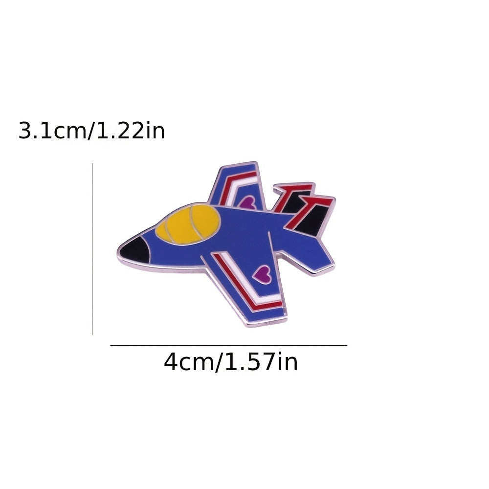 Adorable Cartoon Fighter Jet Brooch Pin made from Alloy, featuring UV Plating for a Unique Apparel Badge. Perfect for adding a touch of fun to Backpacks, Clothing, Collars, and Hats. Suitable for both Daily Wear and Gift-Giving, this accessory is ideal