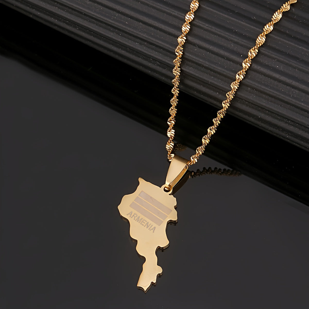 Armenia Pendant Necklace in Gold-Tone Stainless Steel, Stylish National Charm Jewelry, Minimalistic Ethnic Design, Versatile Unisex Fashion Accessory for Everyday and Special Occasions, Year-Round Must-Have Accessory.