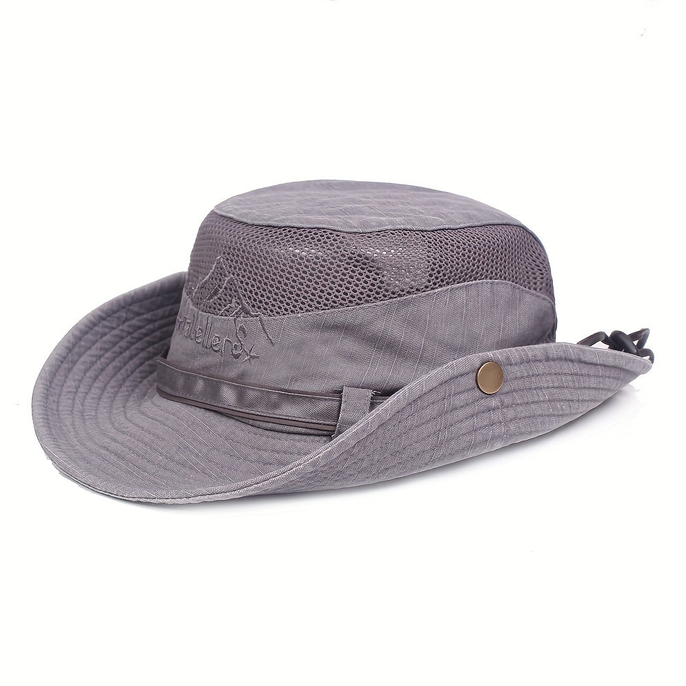 Stay Cool and Protected with this Men's Breathable Mesh Bucket Hat - Ideal for Summer Hiking, Fishing, and Beach Sun Protection in Panama Style