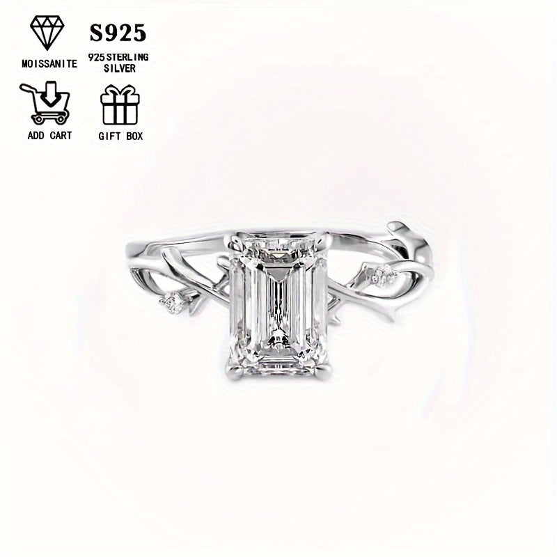 Ajoyib Bohem uslubidagi 2Ct Moissanite uzuk 925 sterling kumushdan tayyorlangan, tikanli shox dizayni bilan ayollar uchun to'y va nikoh uzugi. Gippoallergen, sovg'a qutisi bilan, 14-fevral va har kuni kiyish uchun ideal.