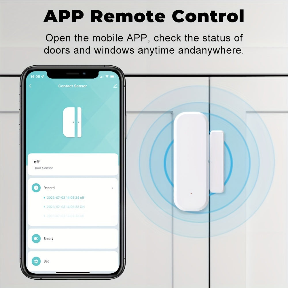 WiFi-enabled home security system with magnetic sensors for doors/windows, voice control, app remote access, customizable modes, and compatibility with Alexa and Google Assistant.