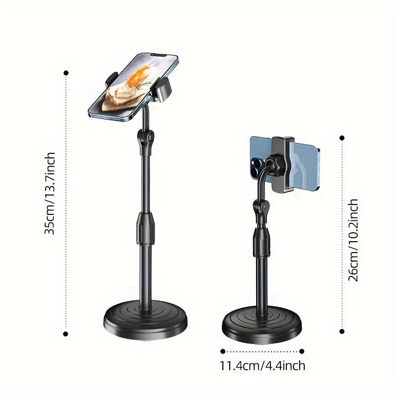 1 Pack of Stable and Durable Adjustable Phone Stand Holder with Upgraded Weighted Chassis, Waterproof Plastic Bracket for Hands-Free Use.