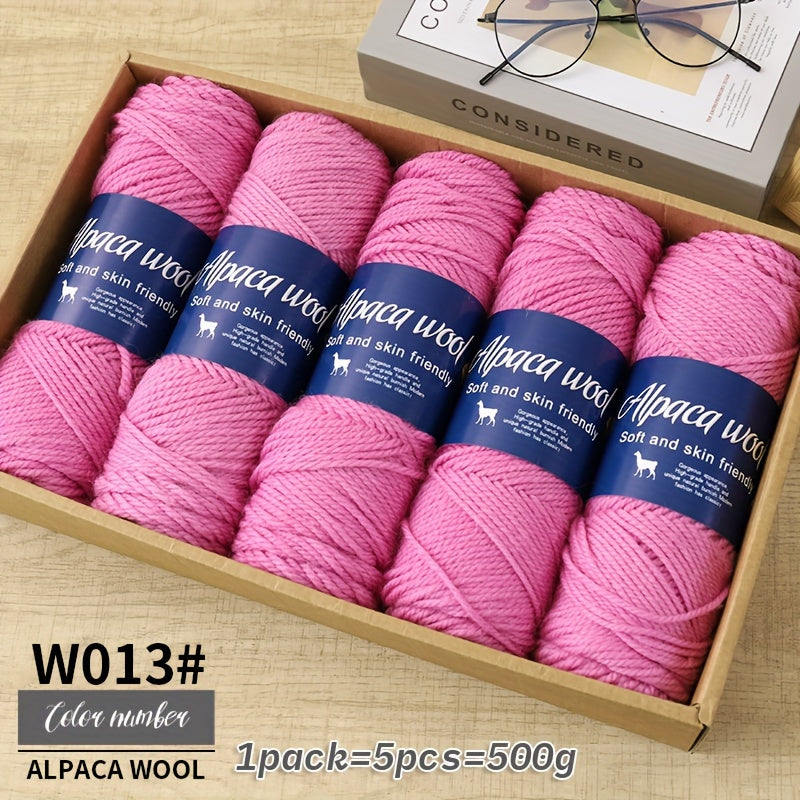 Jiuweidiawang Alpaca Wool Yarn Bundle - 95% Alpaca, 5% Polyester, Multicolor Yarn Pack for Knitting/Crocheting, 100g/Ball, 5 Balls (490g total), Ideal for Winter Crafts, Sweaters, Shawls