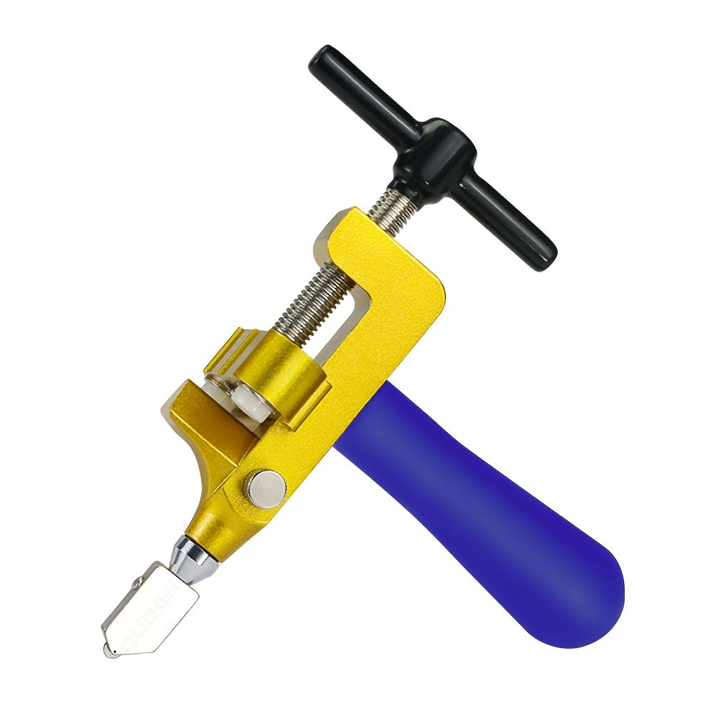 1pc Manual glass tile cutting tool with diamond tip, suitable for cutting glass in crafts and windows. Portable hand tool set for cutting glass tiles.