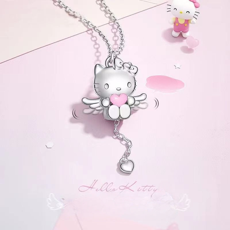 Introducing the Hello Kitty Wing Pendant Necklace crafted from copper, featuring a cute and simple style. This versatile jewelry piece is perfect for everyday wear or as a thoughtful gift for birthdays or friendship presents. Suitable for all seasons