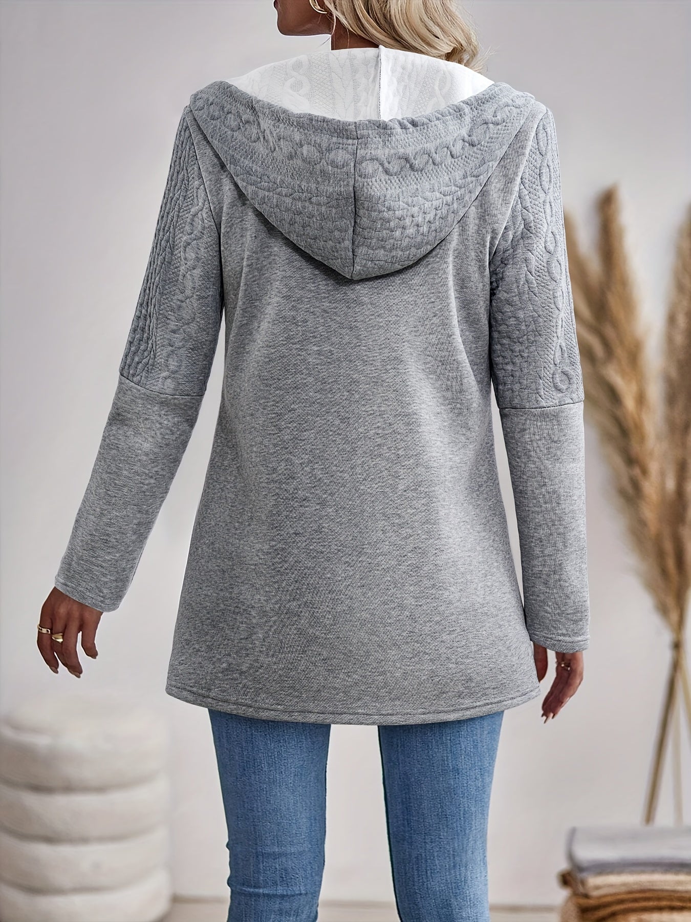 Women's Gray Hooded Cardigan