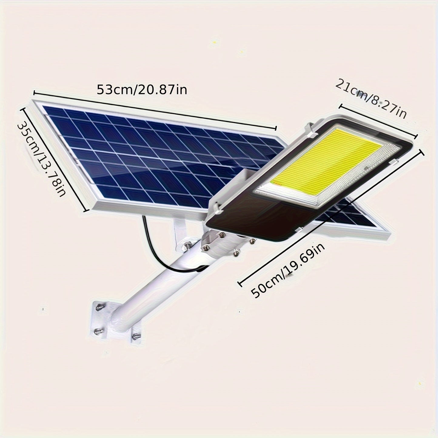 500W quyoshli ko'cha ustun chiroqlari, 20AH batareya, 25W quyosh paneli, masofadan boshqarish, ABS material, infraqizil sensor, shisha soyali ajratiladigan floodlight, litiy quyosh batareyasi, o'rnatish