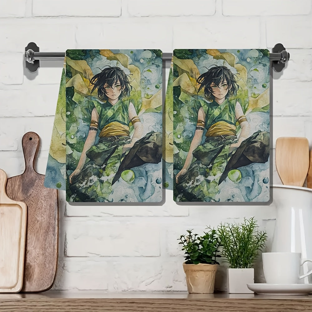 Set of 2 Ultra Soft Kitchen Towels - Inspired by Toph Beifong, These Highly Absorbent & Machine Washable Hand Towels are Perfect for Drying Dishes. Featuring a Coastal Contemporary Design, Each Towel Measures 40.64x60.96 cm