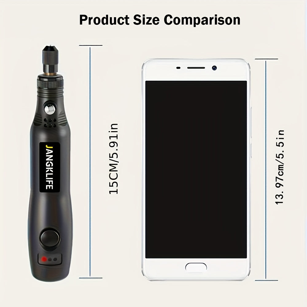 JANGKLIFE Rotary Tool Kit with 3 Speed and USB Rechargeable Battery for DIY Crafting and Home Projects