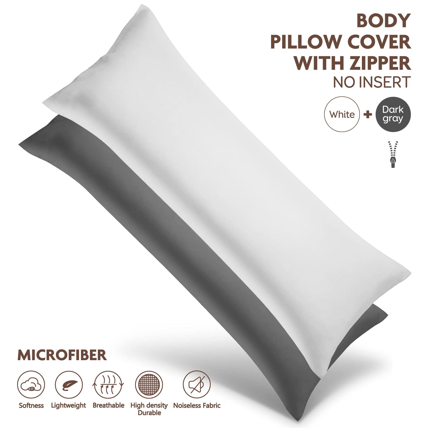 Soft and durable polyester brushed fabric long pillowcase with zipper closure, measuring 51x137cm. Perfect for home bedding decoration. Does not include pillow core.