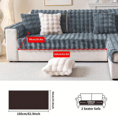 1pc Thick Plush Sofa Cover - Imitation Rabbit Material, Perfect for Winter, Protects Furniture in Bedroom, Office, Living Room.