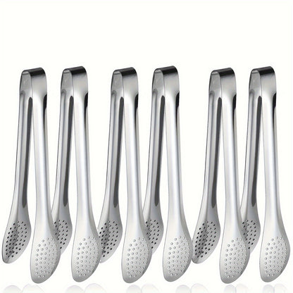 6 packs of stainless steel buffet tongs in 7, 9, and 12 inches.