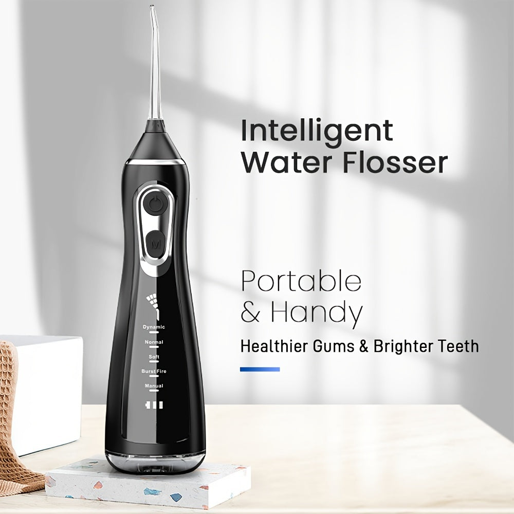 Rechargeable Water Flosser with USB charging, 5 modes, 360° cleaning, 2000mAh lithium battery, ideal gift for men and women.