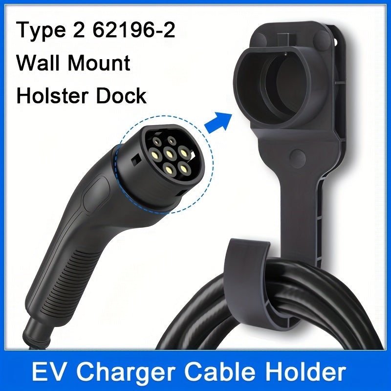 CNZOYE EV Charger Wall Mount Bracket made of durable nylon, fits Type 2 Connector & EU Plug, ideal for electric car charging cables.