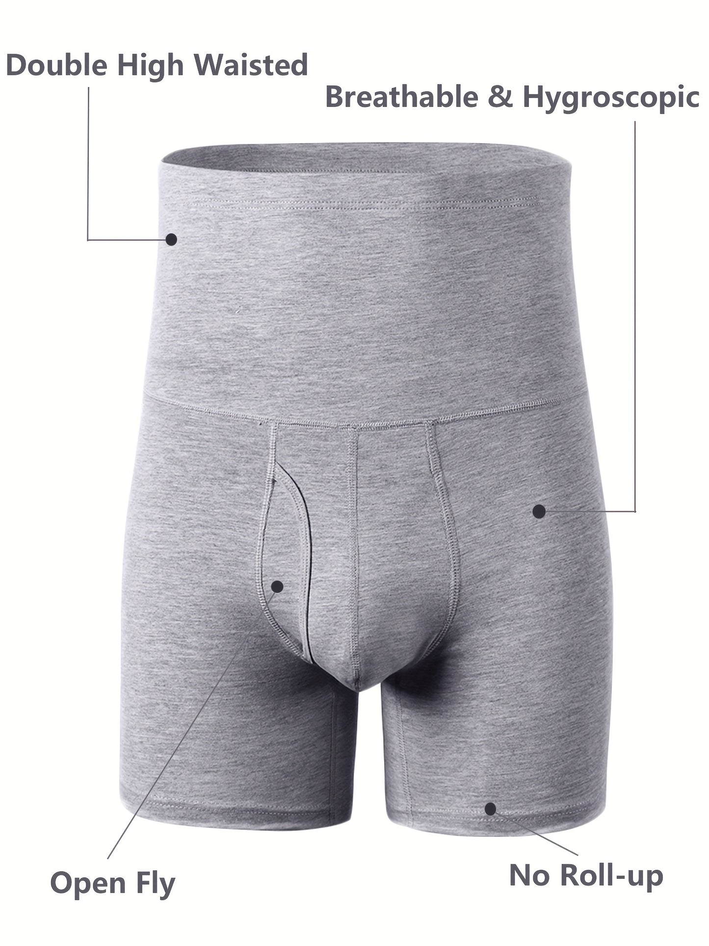 High waist men's cotton stretch underwear with pouch, oversized comfy thermal boxer briefs.