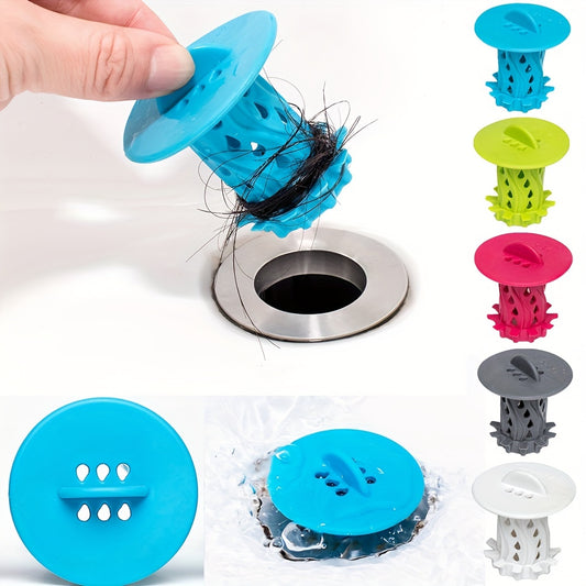 1pc Bathroom Drain Hair Catcher - Sink Strainer Filter, Tub Shower Drain Protector with Circular Strainer Design. Durable and efficient water flow, easy-to-use for shower and bathtub. Available in multiple colors.