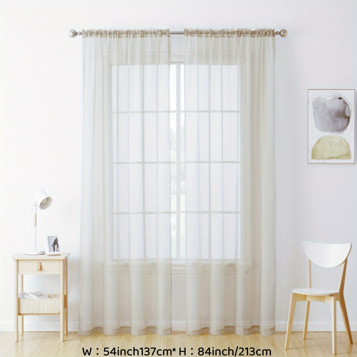 Enhance your decor with these elegant sheer voile curtain panels. Made of semi-transparent polyester, they feature a rod pocket design for easy hanging in your kitchen, bedroom, or living room. Create a romantic ambiance with these beautiful curtains.