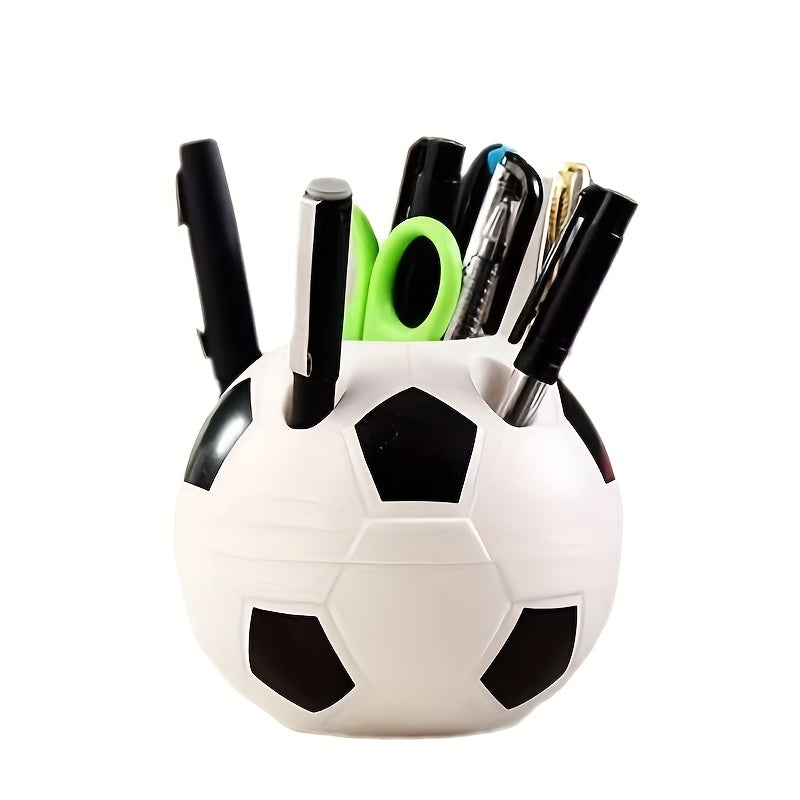 Soccer ball desk organizer - lightweight pen holder for office use.