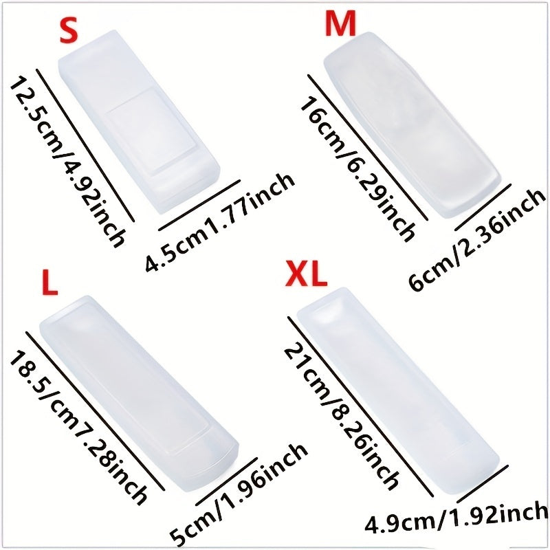 Transparent silicone remote control cover provides elastic, waterproof protection for TV and AC remotes, with a durable and flexible design.