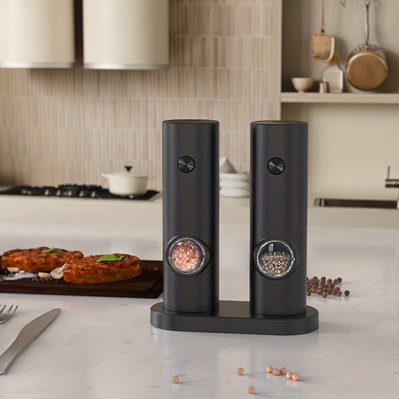 The CLITON Electric Pepper Grinder is a convenient and stylish addition to your kitchen. This grinder features a built-in storage base for whole black pepper, and automatically grinds salt, pepper, and other spices with ease. Made of durable plastic and