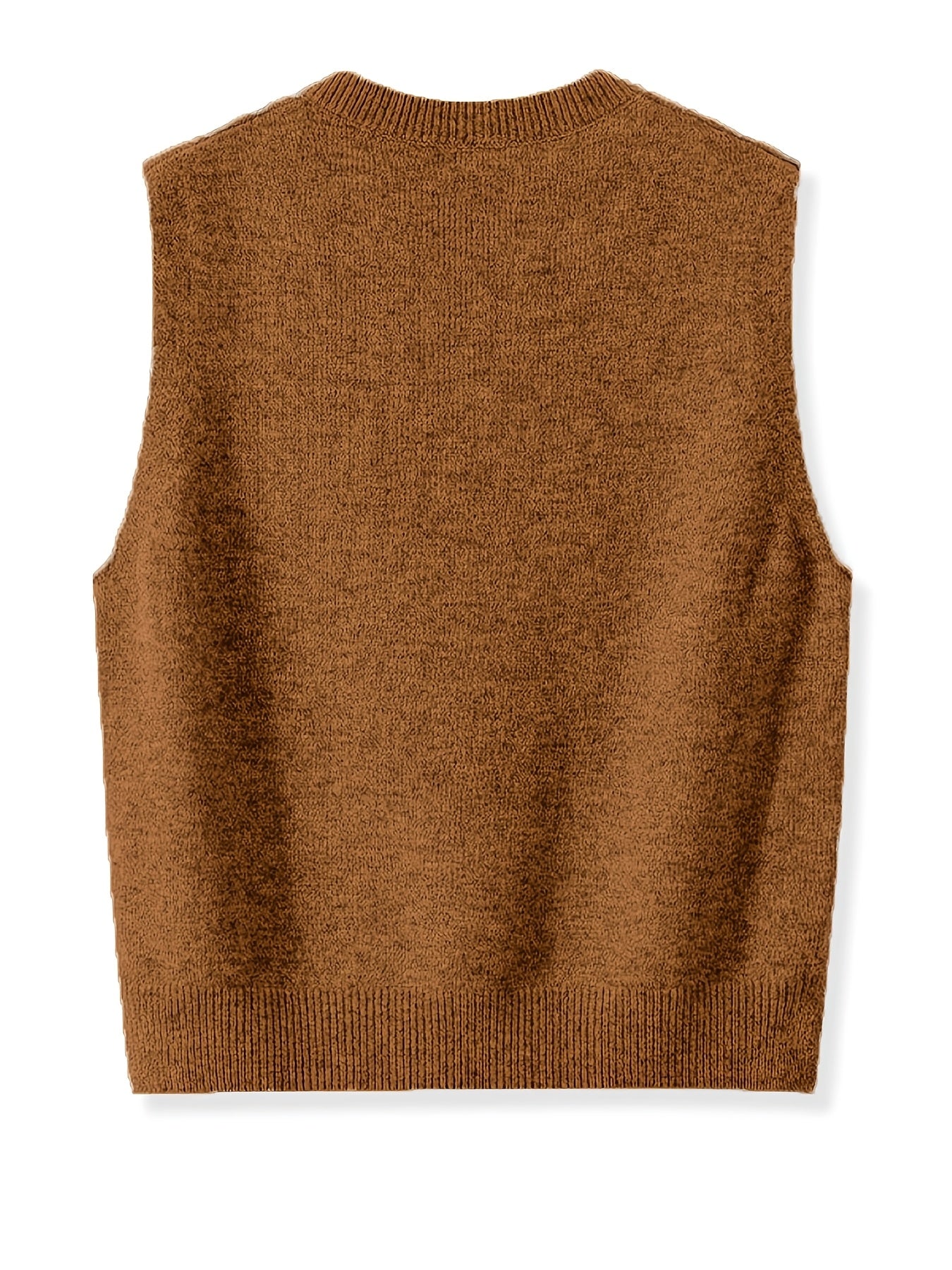 V-Neck Knitted Vest with Side Buttons