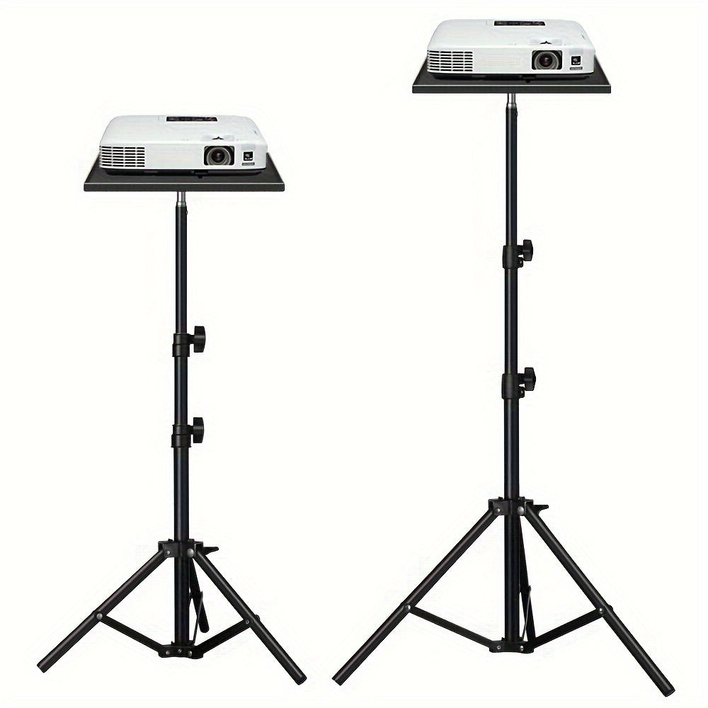 Adjustable 1.6M Projector Stand with Tray - Iron Bracket, Three-Legged Design, Foldable, Sturdy for Laptops and Projectors