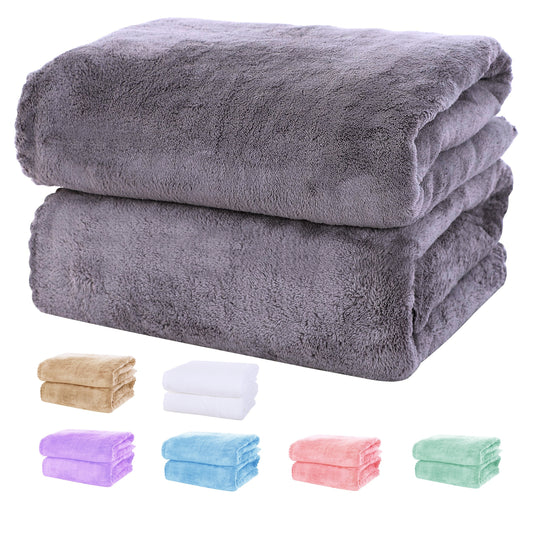 2-piece premium bath towel set made of fluffy polyester coral velvet, highly absorbent and versatile for use in the bathroom, fitness, sports, travel, and as gifts for men and women.