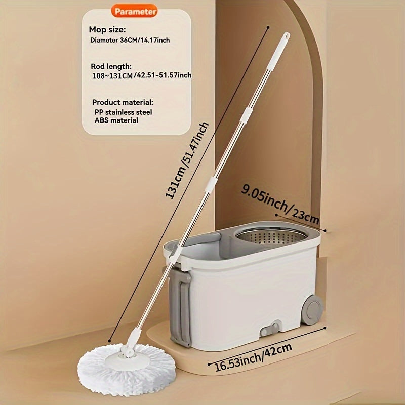 All-In-One Rotary Mop and Bucket Set - Versatile Design for Wet or Dry Cleaning on Any Surface - Ideal for Bedrooms, Living Rooms, Bathrooms, Outdoor Spaces - No-Wash Technology for Easy Maintenance - Keeping Your Floors Spotless