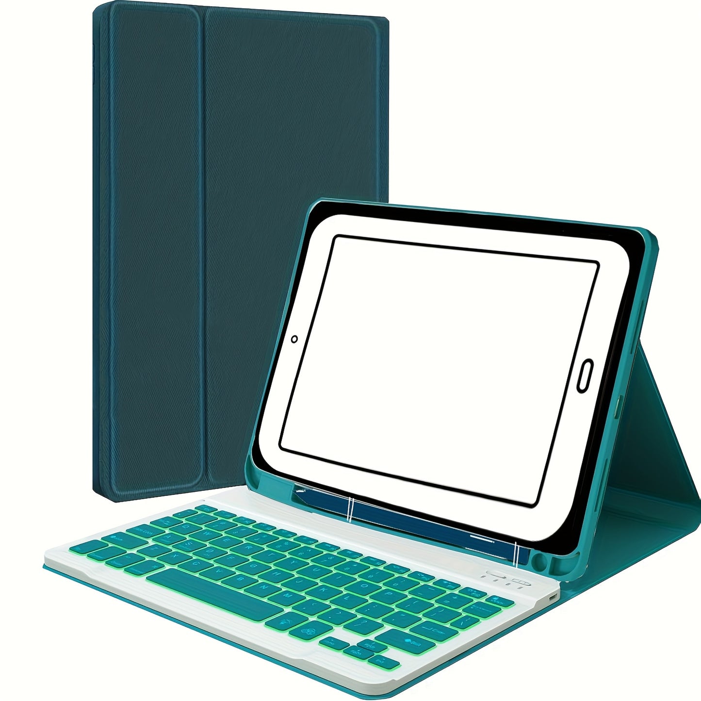 Keyboard case with pencil holder, detachable wireless keyboard, and 7 color backlighting, compatible with iPad 11, 10.9, 10.5, 25.91 cm, iPad 9th/8th/7th gen, iPad 10th gen 27.69 cm, iPad