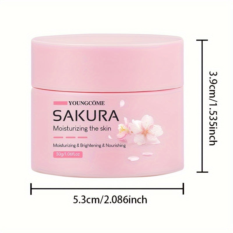 30/60g Sakura Essence Face Cream, improves skin elasticity, firms skin, fast-absorbing, non-greasy, moisturizes and smooths skin, suitable for all skin types, contains plant Squalane.