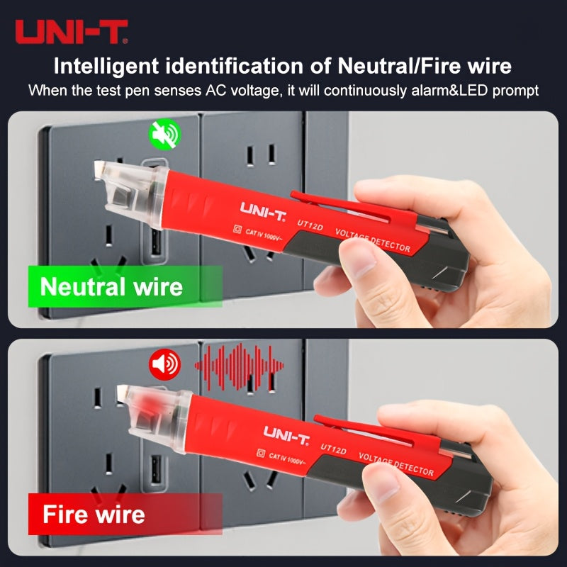 UNI-T Digital AC Voltage Detector, Non-Contact Test Pen, High Sensitivity Electric Pencil, Battery Powered, Composite Material, 24-1000V, No Battery.