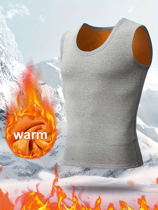 Men's windproof, slim fit thermal tank top for outdoor activities in fall/winter.