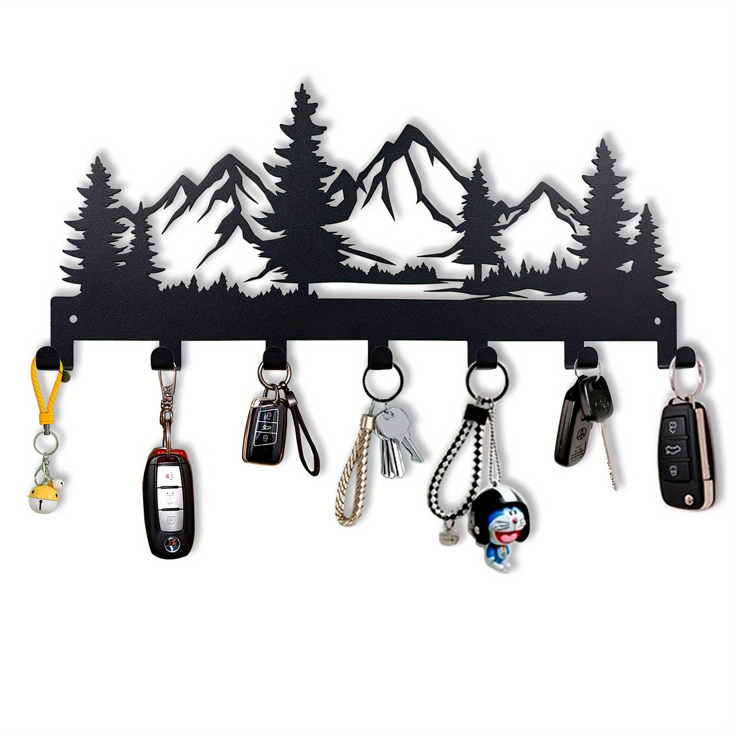 Stylish metal key hook rack for easy organizing of keys, coats, towels, hats, and purses. Perfect for entryways and bathrooms.