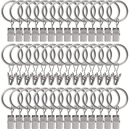 A collection of 44 luxurious golden curtain rings and clips, including both hooks and rings, designed to fit 5/8 inch curtain rods.