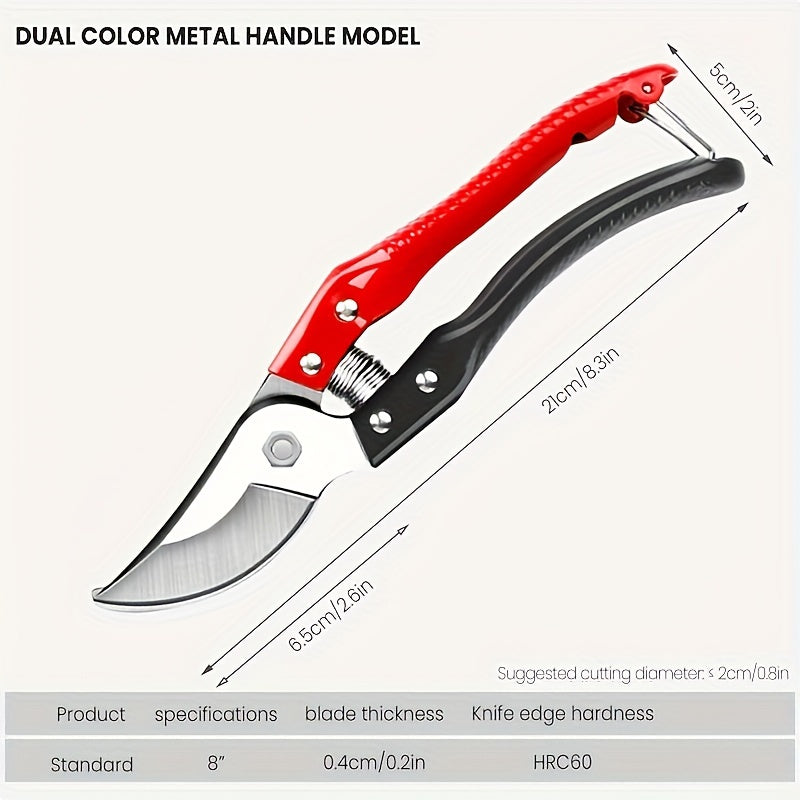 AIRAJ Heavy Duty Pruning Shears: Ultra sharp, professional garden scissors for trimming trees and roses. Multipurpose tools made of chrome vanadium steel in black.