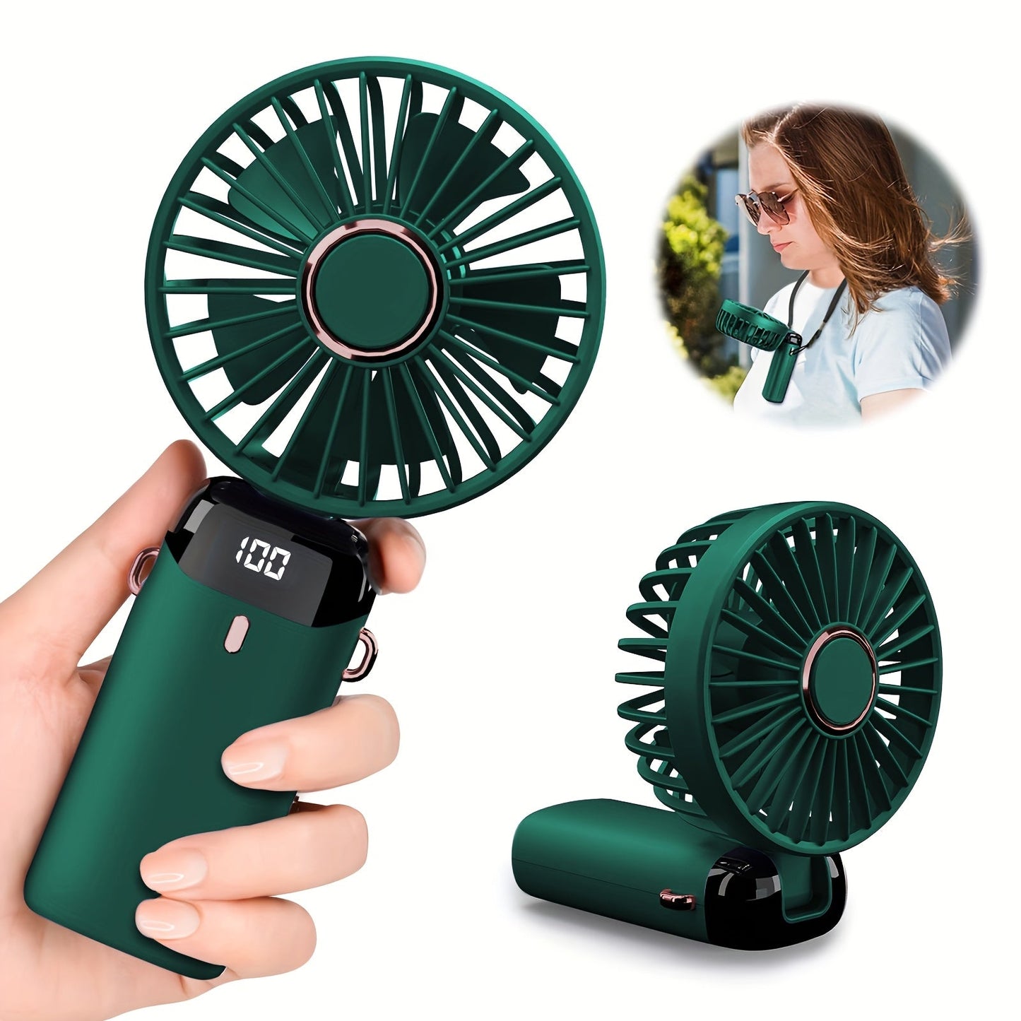 Compact USB Mini Fan with 5 Speeds and Battery Indicator - Great for Work, School, and Outdoor Adventures