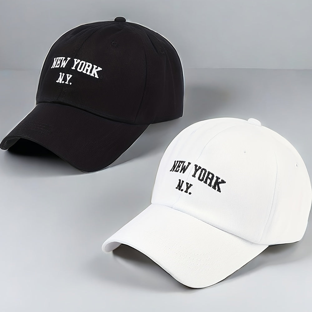 2 fashionable letter embroidered baseball caps for men and women, perfect for spring and summer sun protection.