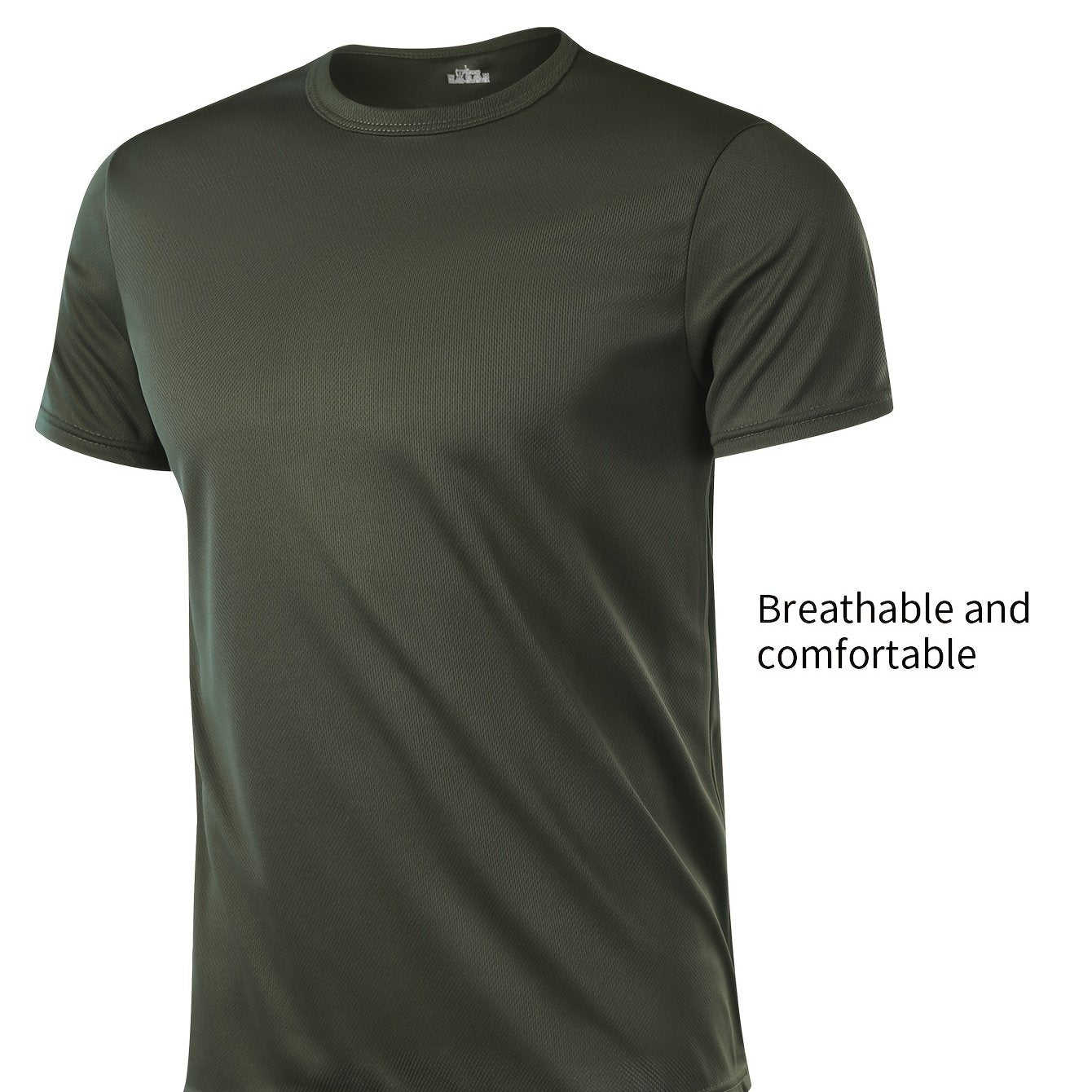 Men's Quick-Dry Athletic T-Shirt for Gym and Running: Breathable, Moisture-Wicking, Solid Color, Blazer, Round Leader