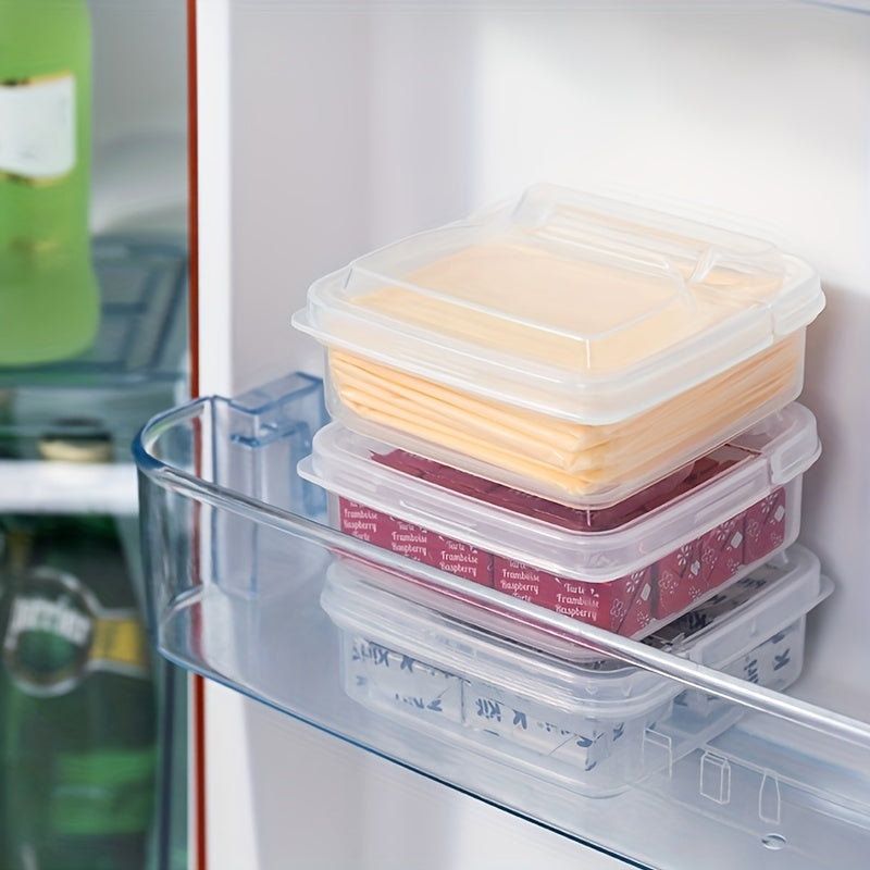 A single package of Polypropylene Cheese Storage Container features a flip top lid and is made of reusable, rectangle multipurpose plastic. This fridge organizer must be hand washed to maintain its quality. It helps keep your cheese fresh and delicious