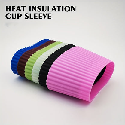 Silicone coffee cup sleeve with Hawaiian stripe pattern, heat insulation, non-slip, BPA-free, reusable, machine washable, for adult use.