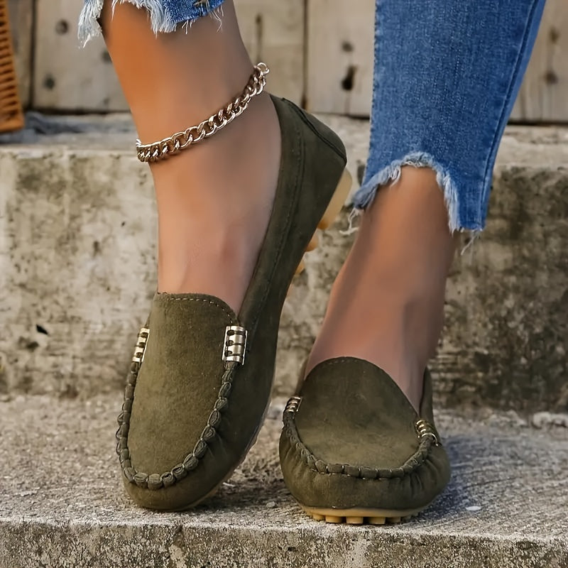 Women's metal loafers - flat, casual slip-on shoes that are lightweight and comfortable.