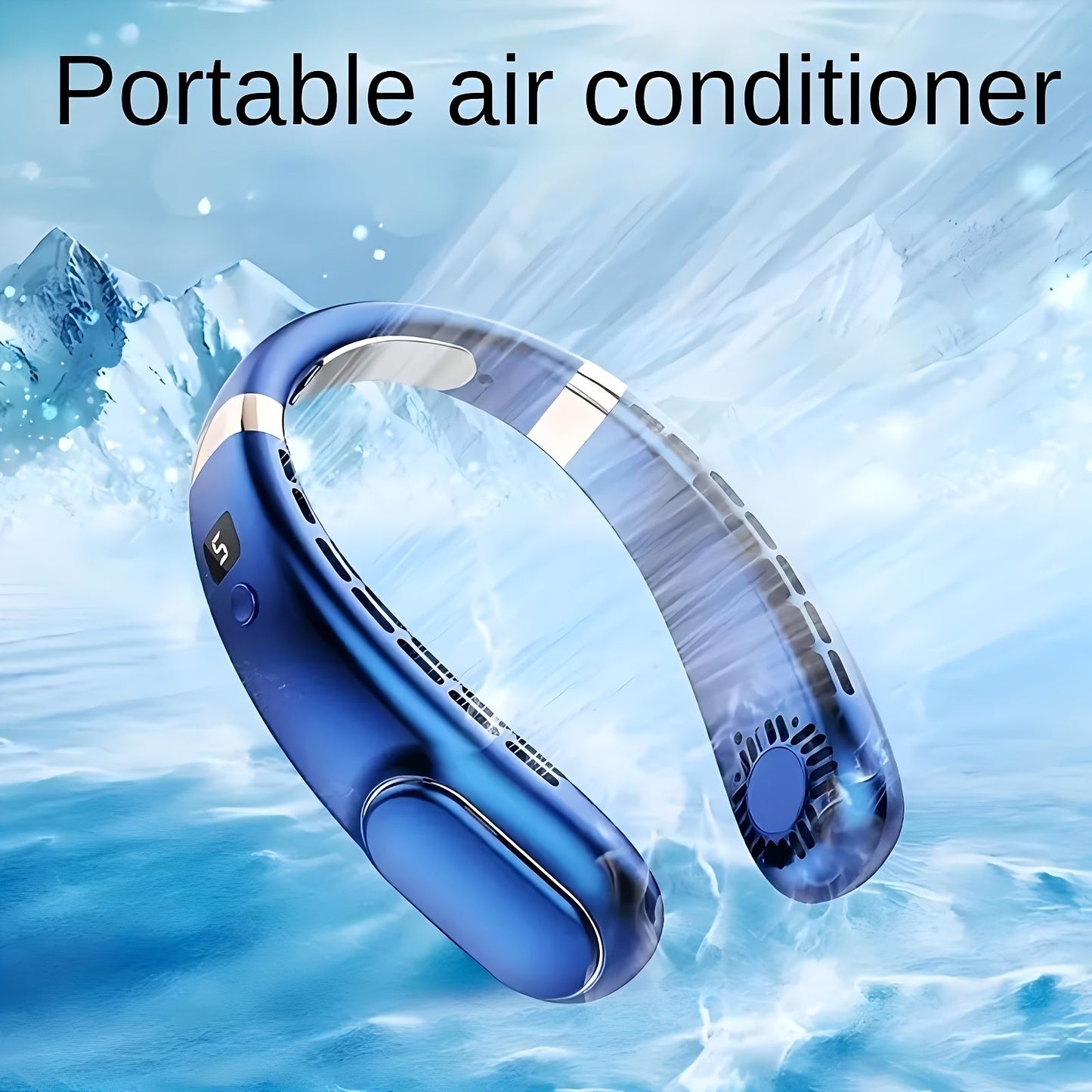 Portable Neck Fan with Digital Display, USB Rechargeable Mini Fan, Quiet Operation, Adjustable Speed, Made of Plastic, Suitable for Indoor & Outdoor Use, Perfect for Students and as Christmas Birthday Gifts, Leafless Design for Large Wind Output