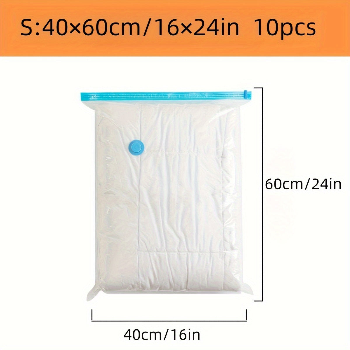 Pack of 10 Vacuum Sealing Bags measuring 40*60cm/16*24in, featuring a Pink Hand Pump for easy sealing. These Multi-Purpose Storage Bags have a Zipper Closure, are Rectangular in shape, and do not require any power to use. Made of durable Plastic