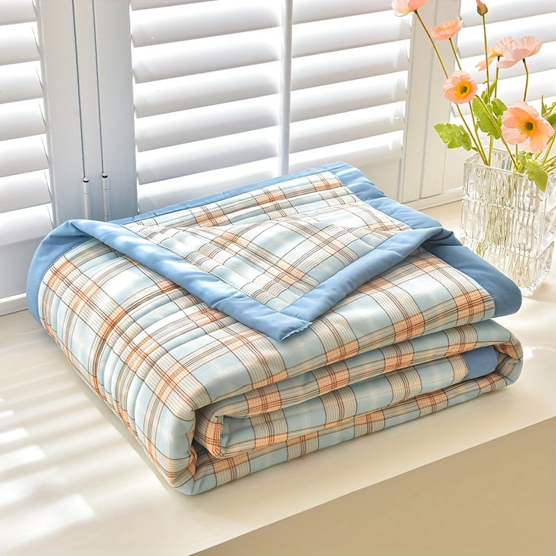 Stay cool and comfortable all summer long with this lightweight blanket featuring a cute cartoon floral design. Made from breathable and skin-friendly polyester, this machine washable blanket is perfect for any season. Add a cozy touch to your bedroom