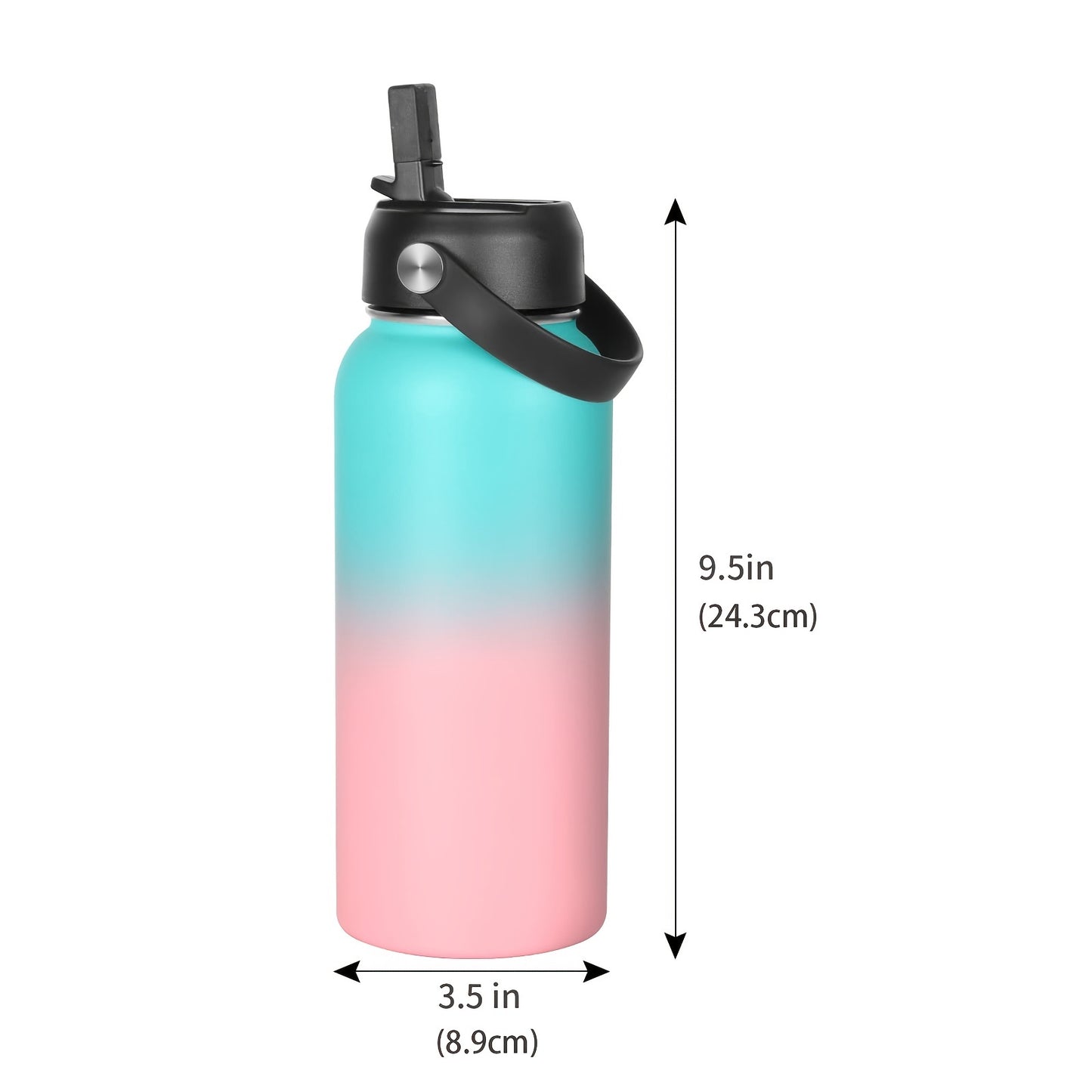 32oz stainless steel thermal water bottle with straw lid, perfect for outdoor activities and school.