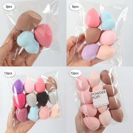 Medium size makeup sponge available in 3, 6, or 12 pieces. Random colors and shapes. Can be used with bb cream, liquid foundation, concealer, blush, etc. Expands when wet. Latex-free.