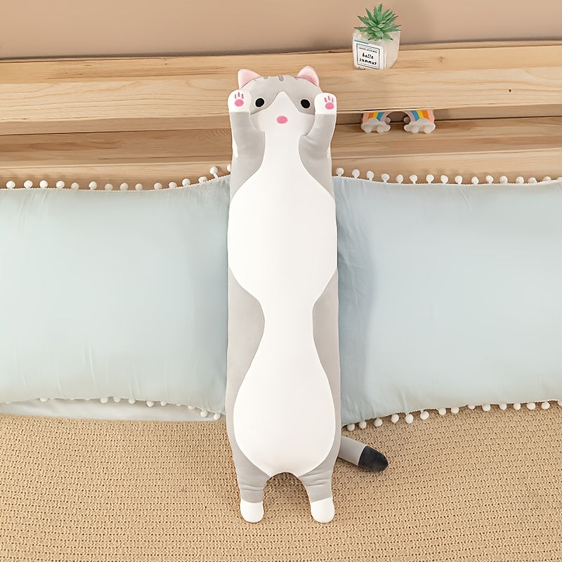 50/70cm cat-shaped pillow, contemporary style plush toy, home decor, gift cartoon plush, hypoallergenic polyester, machine washable, medium firmness, whole body support, portable, 100-120 gsm fabric weight.